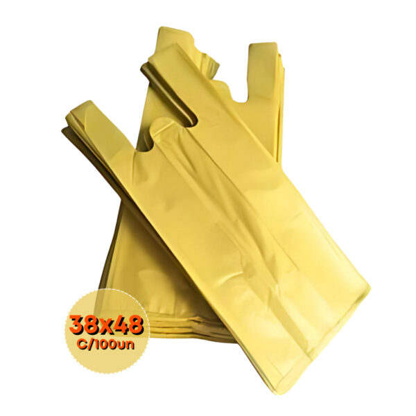 Sacola Plástica Amarela 38X48 Resistente C/100 uni