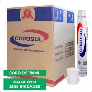 Copo Descartável 180ml 2500un Branco Água Refrigerante