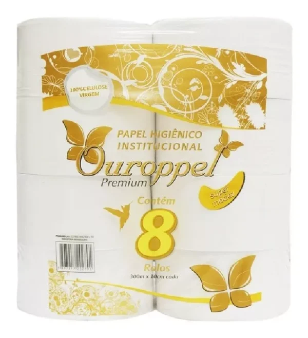 Papel Higiênico Folha Simples Rolão 300m Pt 8 Rl Ouroppel Premium - Imagem 7