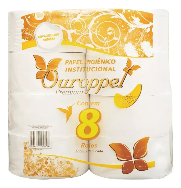 Papel Higiênico Folha Simples Rolão 300m Pt 8 Rl Ouroppel Premium - Imagem 2