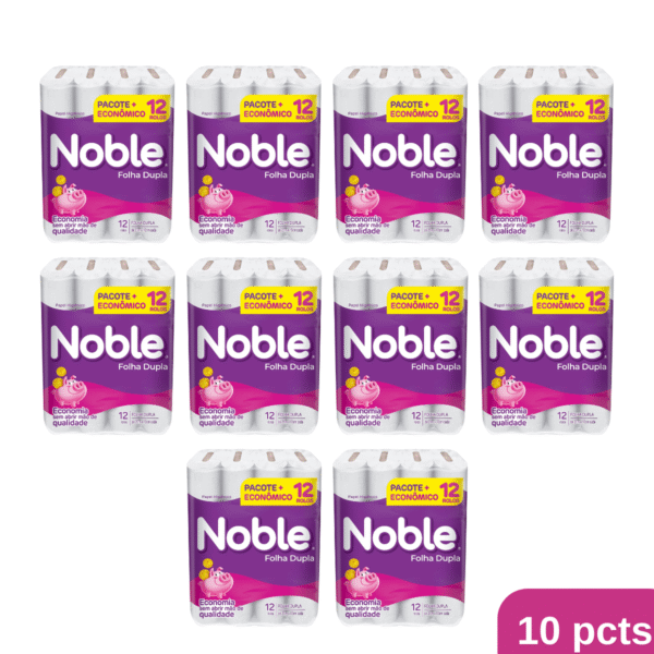  Papel Higiênico Noble Folha Dupla 20m – 10 Pacotes com 12 Rolos