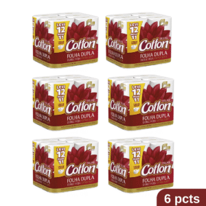 Papel Higiênico Folha Dupla Cotton 6 pacotes com 12 rolos de 30 metros