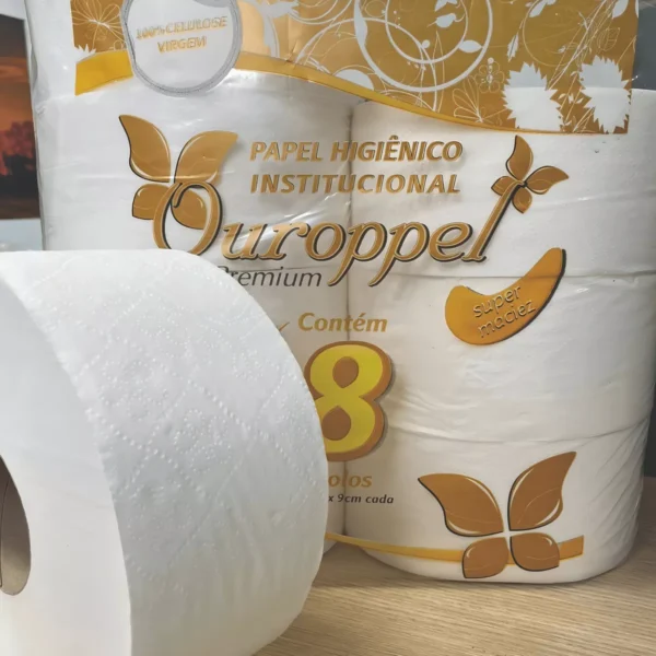 Papel Higiênico Folha Simples Rolão 300m Pt 8 Rl Ouroppel Premium - Imagem 6