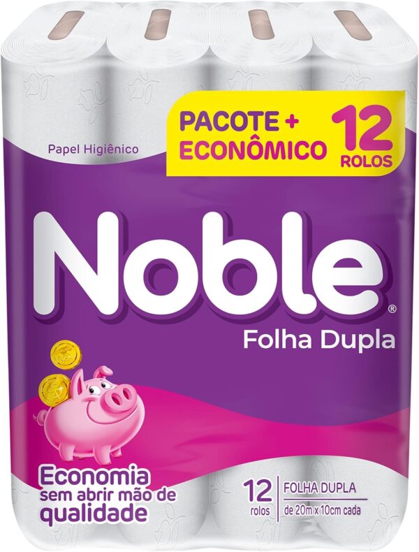  Papel Higiênico Noble Folha Dupla 20m – 10 Pacotes com 12 Rolos - Image 2