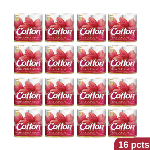 Papel Higiênico Cotton Folha Dupla 30m – 16 Pacotes com 4 Rolos | Suavidade e Qualidade Superior