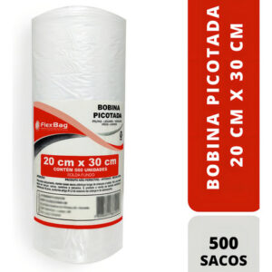 Bobina Picotada 20x30 Saco Plastico Rolo C/ Fundo Reto 500un
