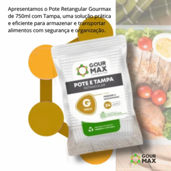 Pote Retangular 750ml com Tampa C/24 uni – Marmita, Freezer e Micro-ondas – Descartável e Reforçado - Imagem 3