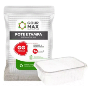 Pote Retangular 1000ml com Tampa – Marmita, Freezer e Micro-ondas – Descartável e Reforçado C/ 24 uni