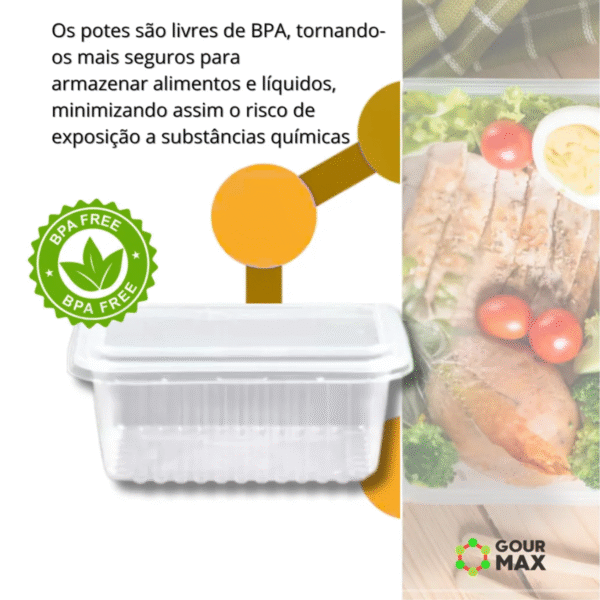 Pote Retangular 750ml com Tampa C/24 uni – Marmita, Freezer e Micro-ondas – Descartável e Reforçado - Imagem 7