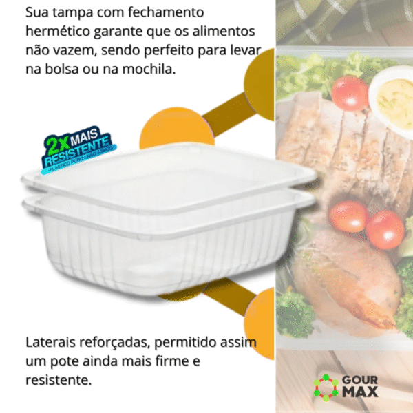 Pote Retangular 750ml com Tampa C/24 uni – Marmita, Freezer e Micro-ondas – Descartável e Reforçado - Imagem 5