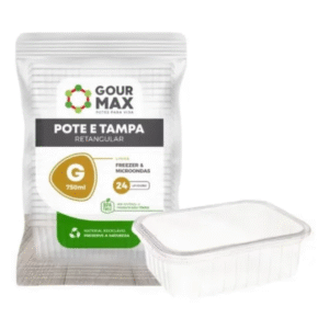 Pote Retangular 750ml com Tampa C/24 uni – Marmita, Freezer e Micro-ondas – Descartável e Reforçado