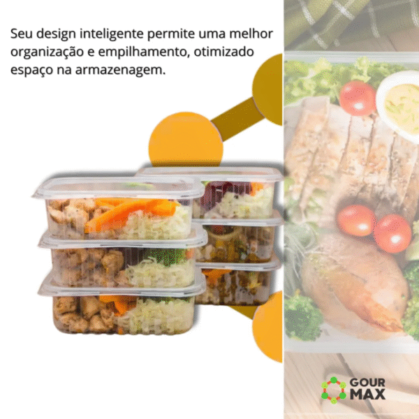 Pote Retangular 750ml com Tampa C/24 uni – Marmita, Freezer e Micro-ondas – Descartável e Reforçado - Imagem 4