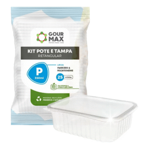 Pote Retangular 350ml com Tampa – Marmita, Freezer e Micro-ondas – Descartável e Reforçado C/ 24 unidades