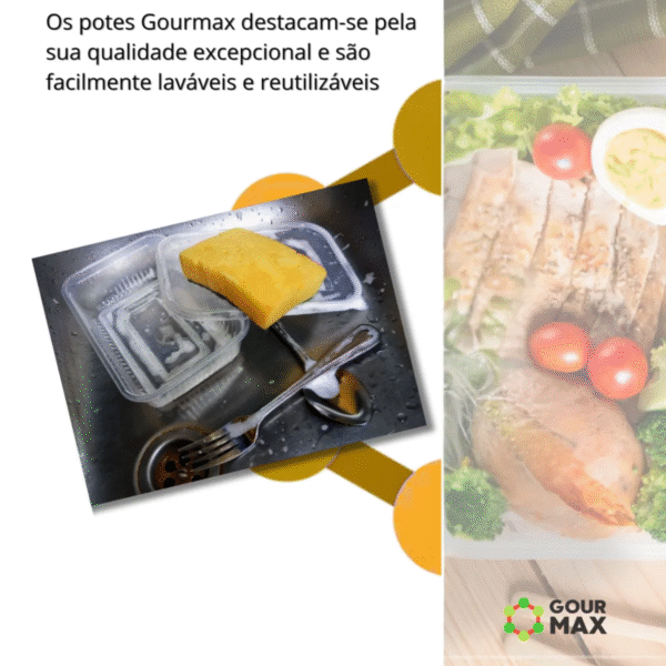 Pote Retangular 750ml com Tampa C/24 uni – Marmita, Freezer e Micro-ondas – Descartável e Reforçado - Imagem 6
